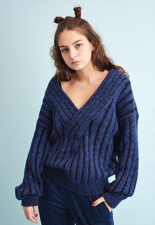 80'S RETRO JAZZY WOOL GRANDADS KNIT JUMPER