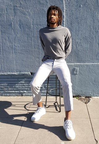 80S 90S HIGH RISE 501 BUTTON FLY WELL WORN GREY JEANS