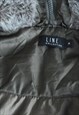 Y2K KHAKI SHELL PARACHUTE STYLE FAUX FUR WOMENS JACKET