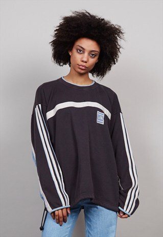 VINTAGE SUPER OVERSIZED 90'S MESH ADIDAS SWEATER