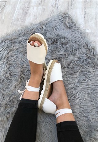 FIVE STAR BOUTIQUE OPEN TOE ESPADRILLES IN WHITE