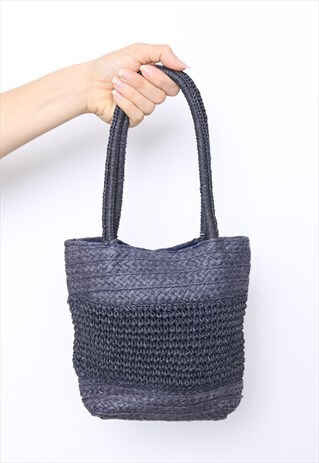 VINTAGE 90S NAVY MINI STRAW BAG
