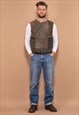 Vintage 70's Men Leather Vest in Clay Brown