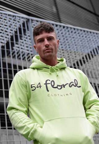 LARGE GRAPHIC PULLOVER HOODY - NEON LIME GREEN