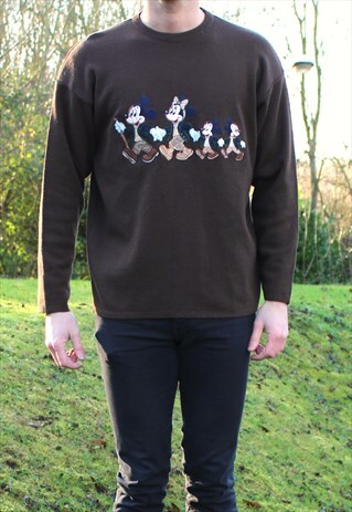VINTAGE 90S DISNEY USA REWORKED SWEATSHIRT JUMPER - SMALL