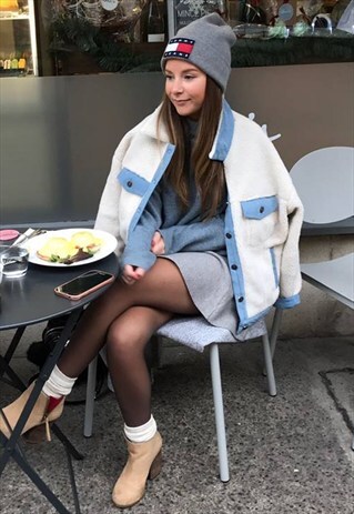 FAUX SHEARLING DENIM JACKET