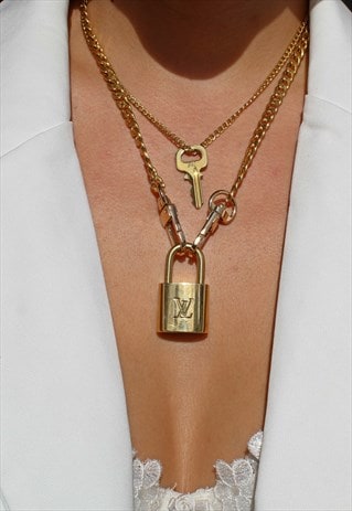Reworked Louis Vuitton Padlock Necklace with double chain | Boutique Secondlife | ASOS Marketplace