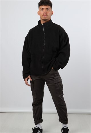 VINTAGE THE NORTH FACE XL BLACK ZIPPED FLEECE