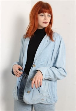 Vintage Y2K Lightweight Blazer Jacket Blue