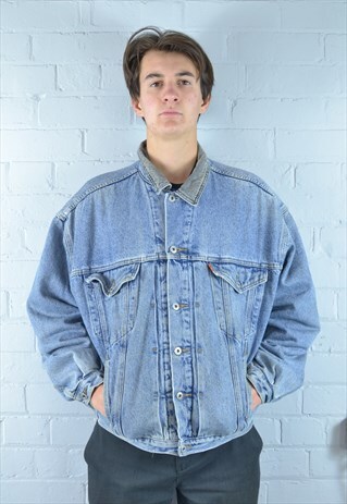 VINTAGE LEVI'S MID BLUE QUILTED LINING DENIM JACKET
