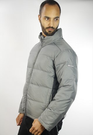 CHAMPION PUFFER JACKET / GREY DOWN JACKET 90S