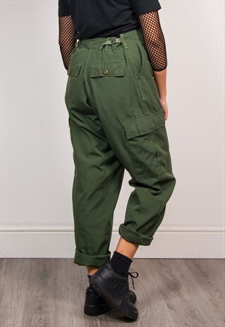 VINTAGE 90'S KHAKI GREEN CARGO CAMO STYLE TROUSERS