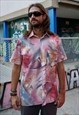 VINTAGE 90S ABSTRACT PATTERN SHORT SLEEVE SHIRT IN PASTEL