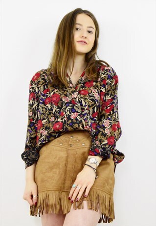 VINTAGE 90S FLORAL BOHO DOUBLE BREASTED BLOUSE