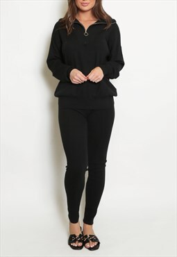 Zip jumper and leggings Coord In Black