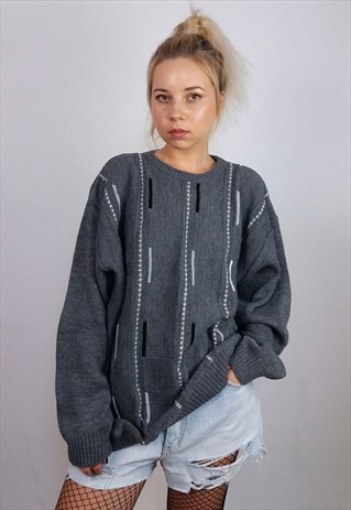 WOODPECKER VINTAGE 90'S PATTERNED KNIT JUMPER / SWEATER