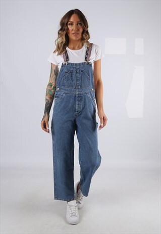 DUNGAREES BICH REWORKED DENIM WIDE SHORT LEG UK 8 (E9ED)
