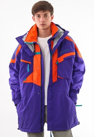 RARE VINTAGE HELLY HANSEN SHELL COAT WINTER COAT 90S PURPLE