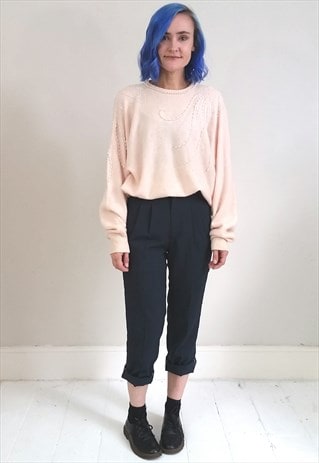 VINTAGE 80'S LIGHT PINK PEARL AND SEQUIN EMBELLISHED JUMPER