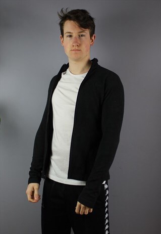 VINTAGE REEBOK ZIP FLEECE BLACK EMBROIDERED LOGO