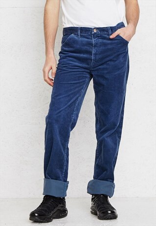 VINTAGE BLUE WRANGLER CORDUROY TROUSERS BOTTOMS
