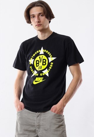 VINTAGE NIKE BORRUSIA DORTMUND 90S BLACK T SHIRT FOOTBALL