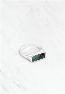 Sapporo Signet Silver & Emerald Ring