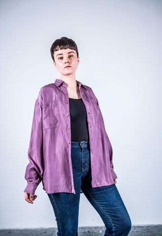 VINTAGE 1980S PURPLE SILK SHIRT