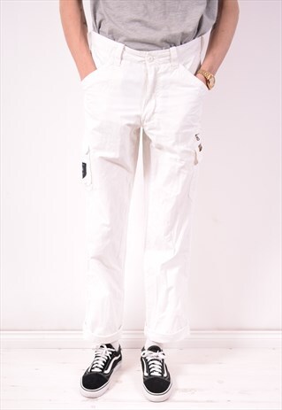 NAPAPIJRI MENS VINTAGE CARGO TROUSERS W32 L33 WHITE 90S