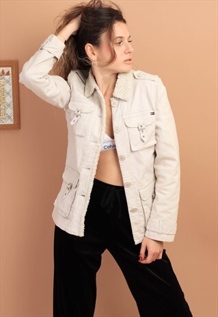 VINTAGE TOMMY HILFIGER DENIM SHERPA JACKET