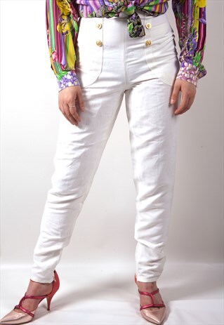 VINTAGE VERSACE WHITE HIGH WAIST TROUSERS