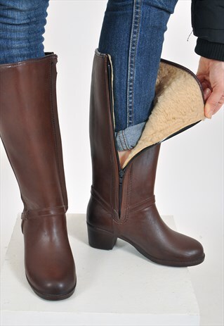 VINTAGE LINED WELLIES IN BROWN