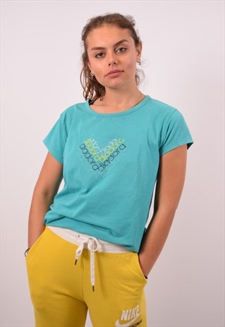 VINTAGE DIADORA T-SHIRT TOP TURQUOISE