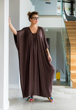 Brown dress, Plus size robe, Brown kaftan, Kaftan maxi dress