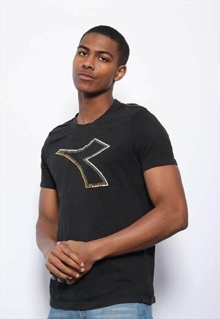 VINTAGE DIADORA LOGO T-SHIRT BLACK