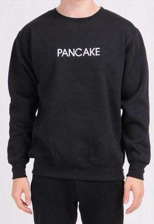 BLACK PANCAKE SWEATSHIRT - EMBROIDERED