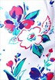 DRESS VINTAGE 1980S 80S MIDI PRINT FLORAL WHITE SIZE 12 MED