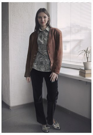 VINTAGE 80'S BROWN BUTTON UP SUEDE JACKET