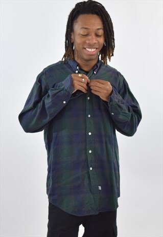 VINTAGE 90S GREEN BLUE CHECKERED RALPH LAUREN SHIRT