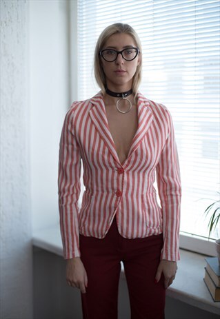 VINTAGE 90'S RED/WHITE STRIPED BLAZER