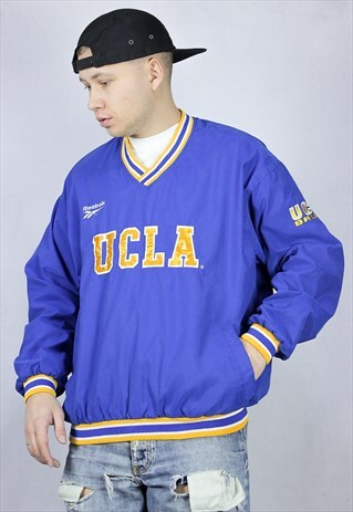 VINTAGE MENS REEBOK UCLA OVERHEAD ANORAK JACKET