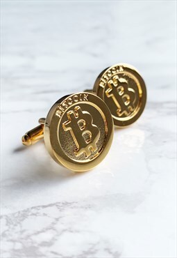 Gold Bitcoin Cryptocurrency Cufflinks