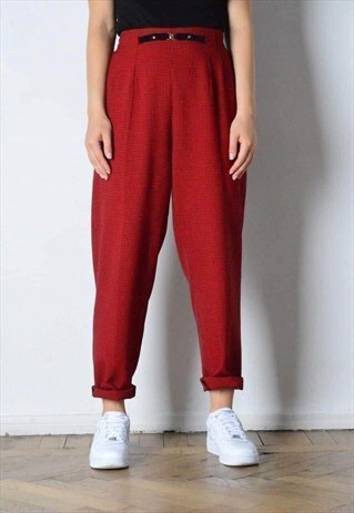 VINTAGE 90S CHECKED RED BLACK PANTS