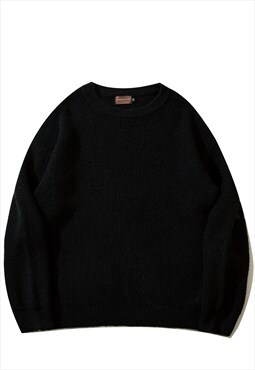 Neutral color everyday solid sweater knitwear jumper black
