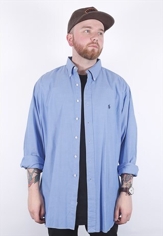 VINTAGE BLUE POLO RALPH LAUREN COTTON SHIRT