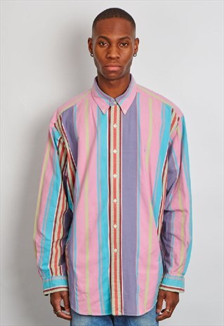 VINTAGE 90'S RALPH LAUREN MULTI COLOURED STRIPE SHIRT