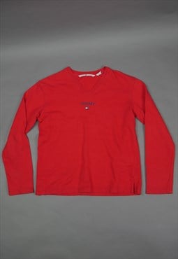 Vintage Tommy Hilfiger V Neck Sweater in Red with Logo