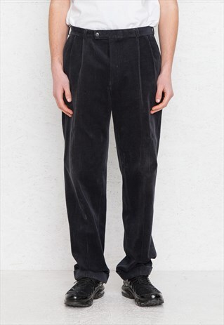 VINTAGE BLACK CORDUROY TROUSERS BOTTOMS