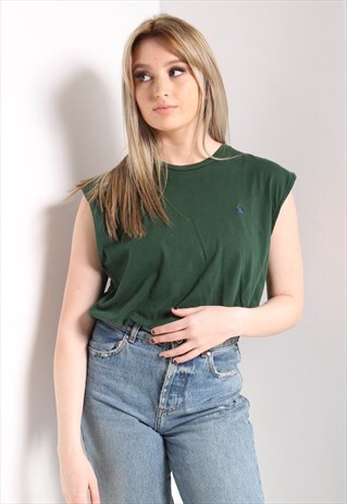 VINTAGE POLO RALPH LAUREN REWORKED CROPPED TOP GREEN
