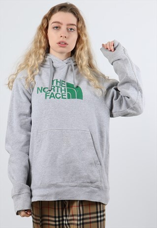 VINTAGE THE NORTH FACE GREY MEDIUM PRINT HOODIE